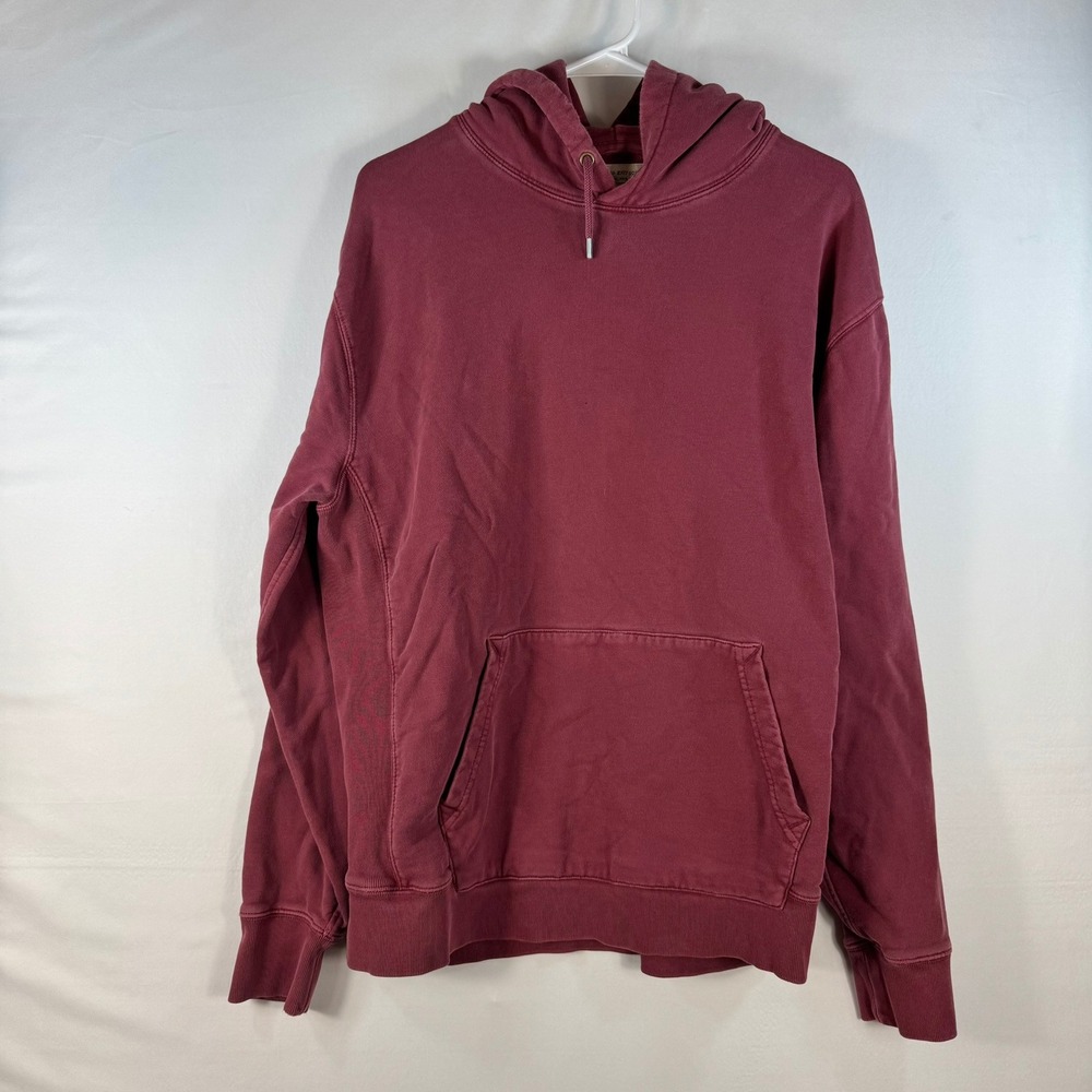 J. Crew Knit Goods Mens Burgundy Cotton French Terry Pullover Hoodie Large